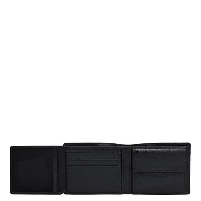 Black Saffiano Franzy Leather Mens Wallet & Belt Gift Set