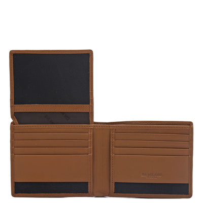 Cognac & Black Plain Leather Mens Wallet & Belt Gift Set