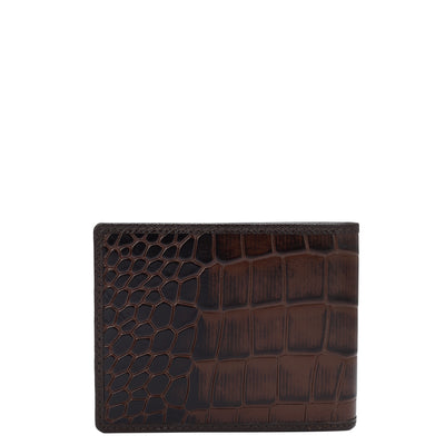 Brown Croco Leather Mens Wallet & Belt Gift Set