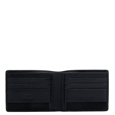 Black Plain Leather Mens Wallet & Belt Gift Set