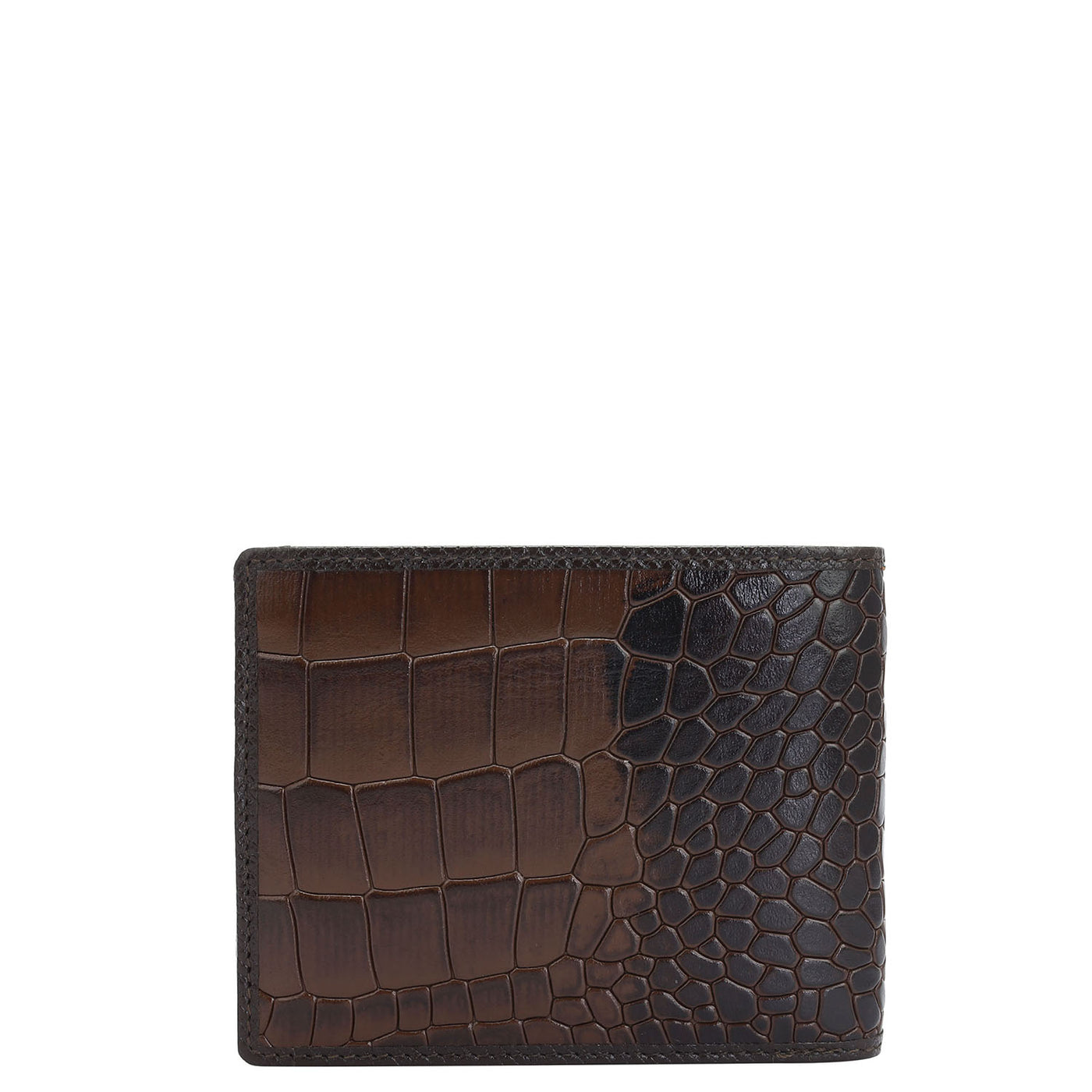 Brown Croco Leather Mens Wallet & Belt Gift Set