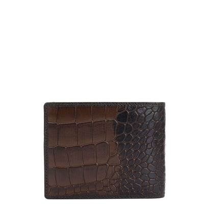 Brown Croco Leather Mens Wallet & Belt Gift Set