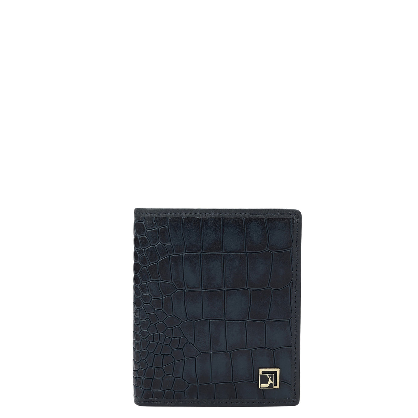 Navy Blue & Black Croco Plain Mens Wallet & Belt Leather Gift Set