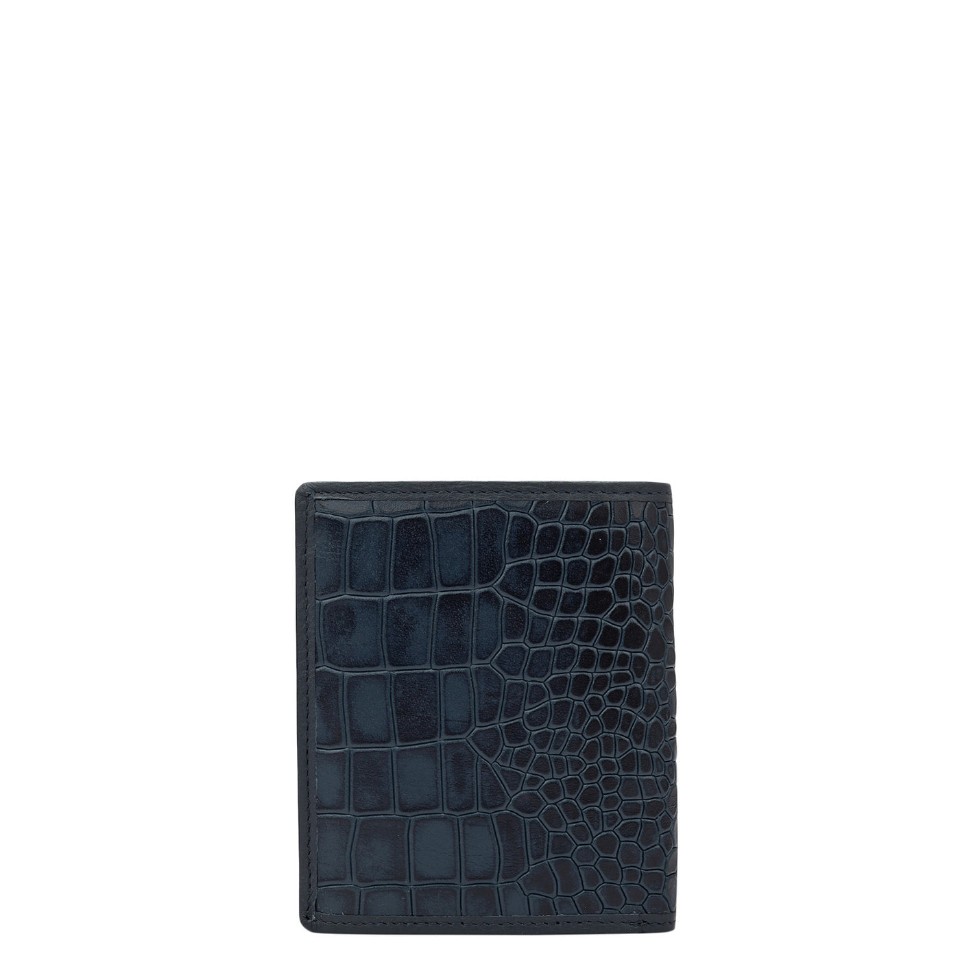 Navy Blue & Black Croco Plain Mens Wallet & Belt Leather Gift Set