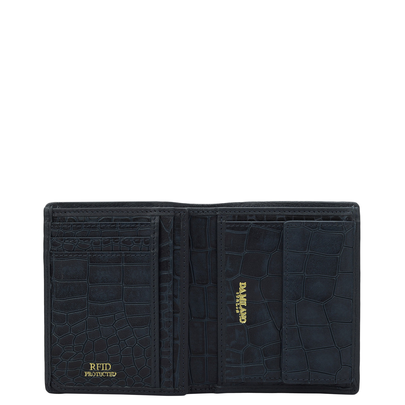 Navy Blue & Black Croco Plain Mens Wallet & Belt Leather Gift Set