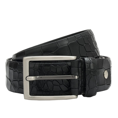 Black Croco Leather Mens Wallet & Belt Gift Set