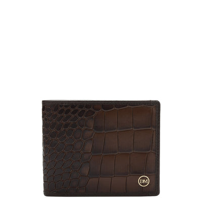 Brown Croco Leather Mens Wallet & Belt Gift Set