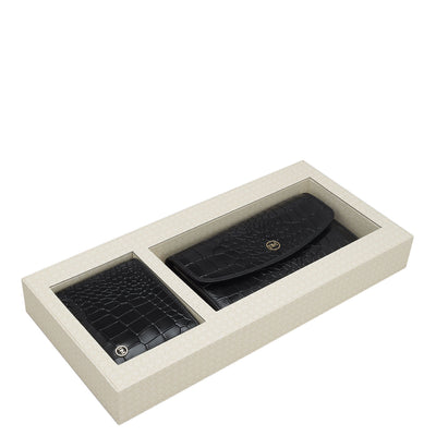 Black Croco Leather Mens & Ladies Wallet Gift Set