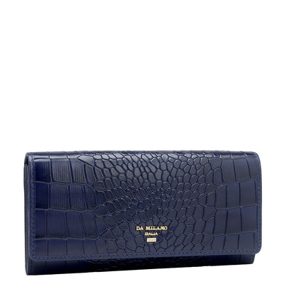 Ink Blue Croco Leather Mens & Ladies Wallet Gift Set