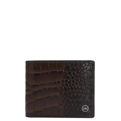 Brown Croco Franzy Mens Wallet & Keychain Leather Gift Set