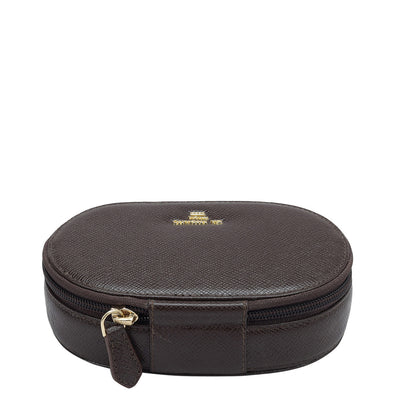 Franzy Leather Jewellery Case - Chocolate