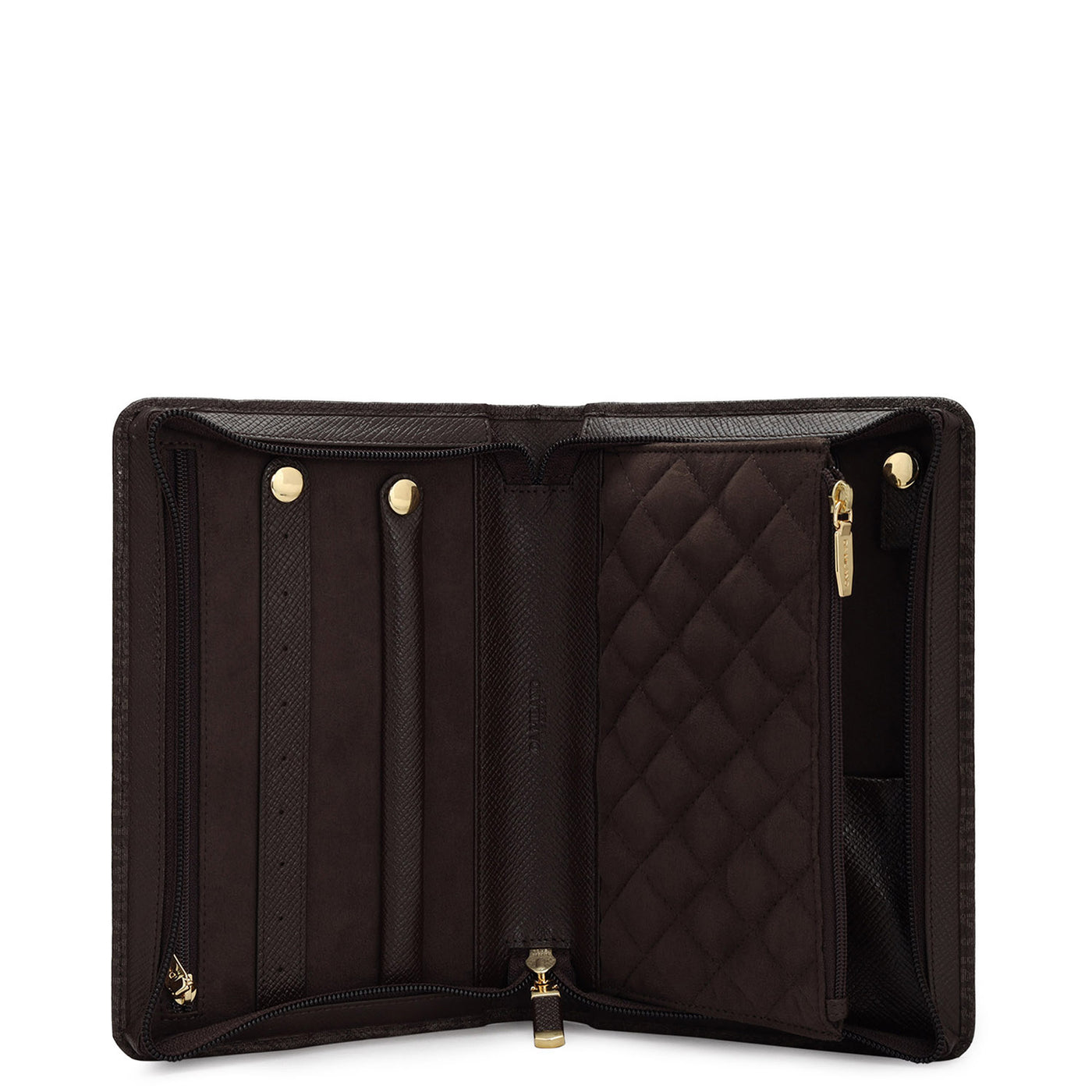 Monogram Leather Jewellery Case - Chocolate