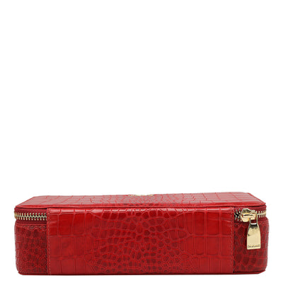 Croco Leather Jewellery Case - Red