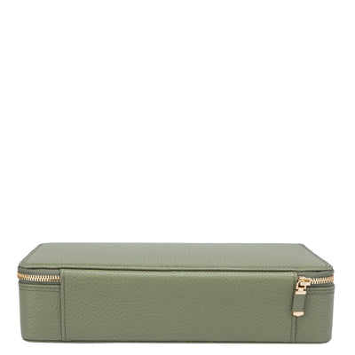 Wax Leather Jewellery Case - Matcha Green