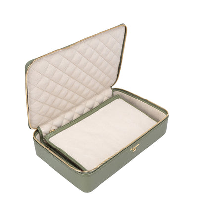 Wax Leather Jewellery Case - Matcha Green