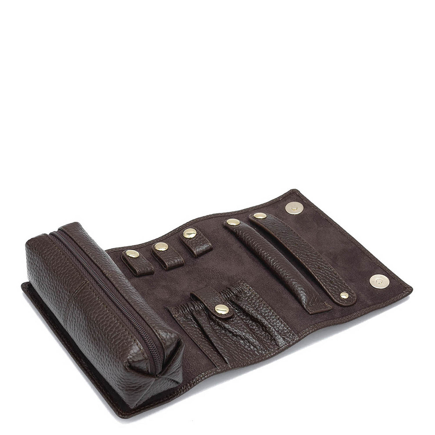 Wax Leather Jewellery Case - Chocolate