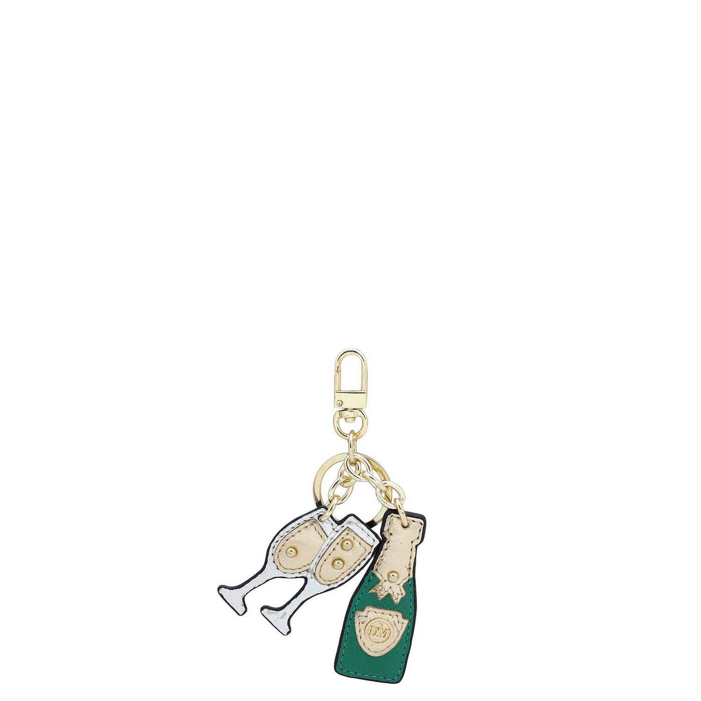 Franzy Leather Key Chain - Green & Gold