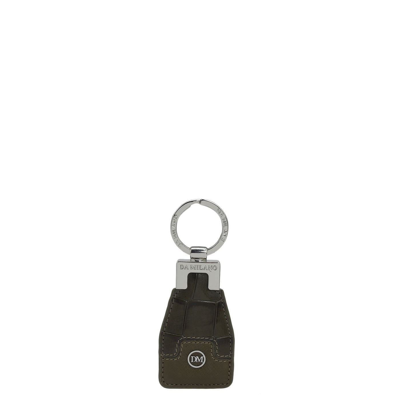 Croco Franzy Leather Key Chain - Military Green