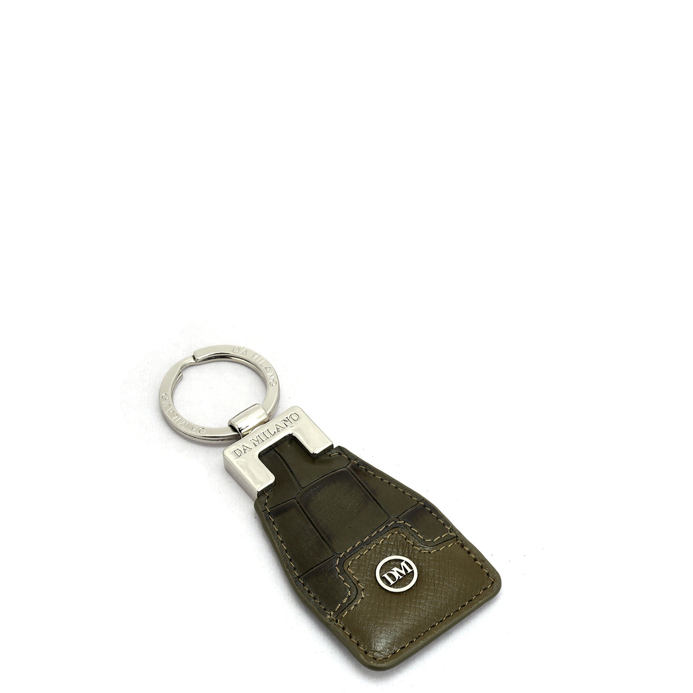 Croco Franzy Leather Key Chain - Military Green