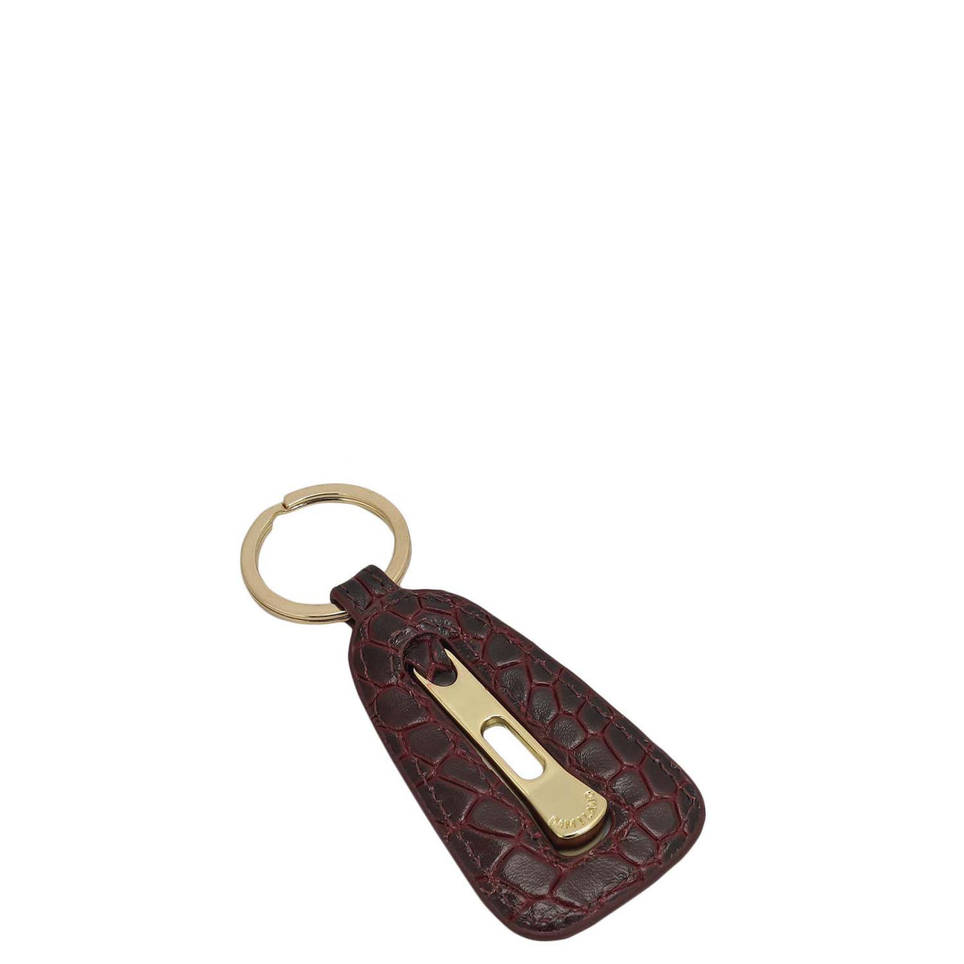 Croco Leather Key Chain - Wine