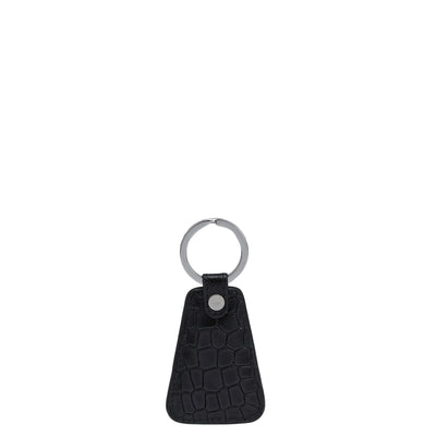 Croco Leather Key Chain - Black