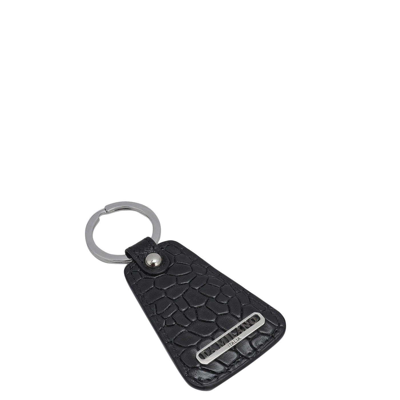 Croco Leather Key Chain - Black