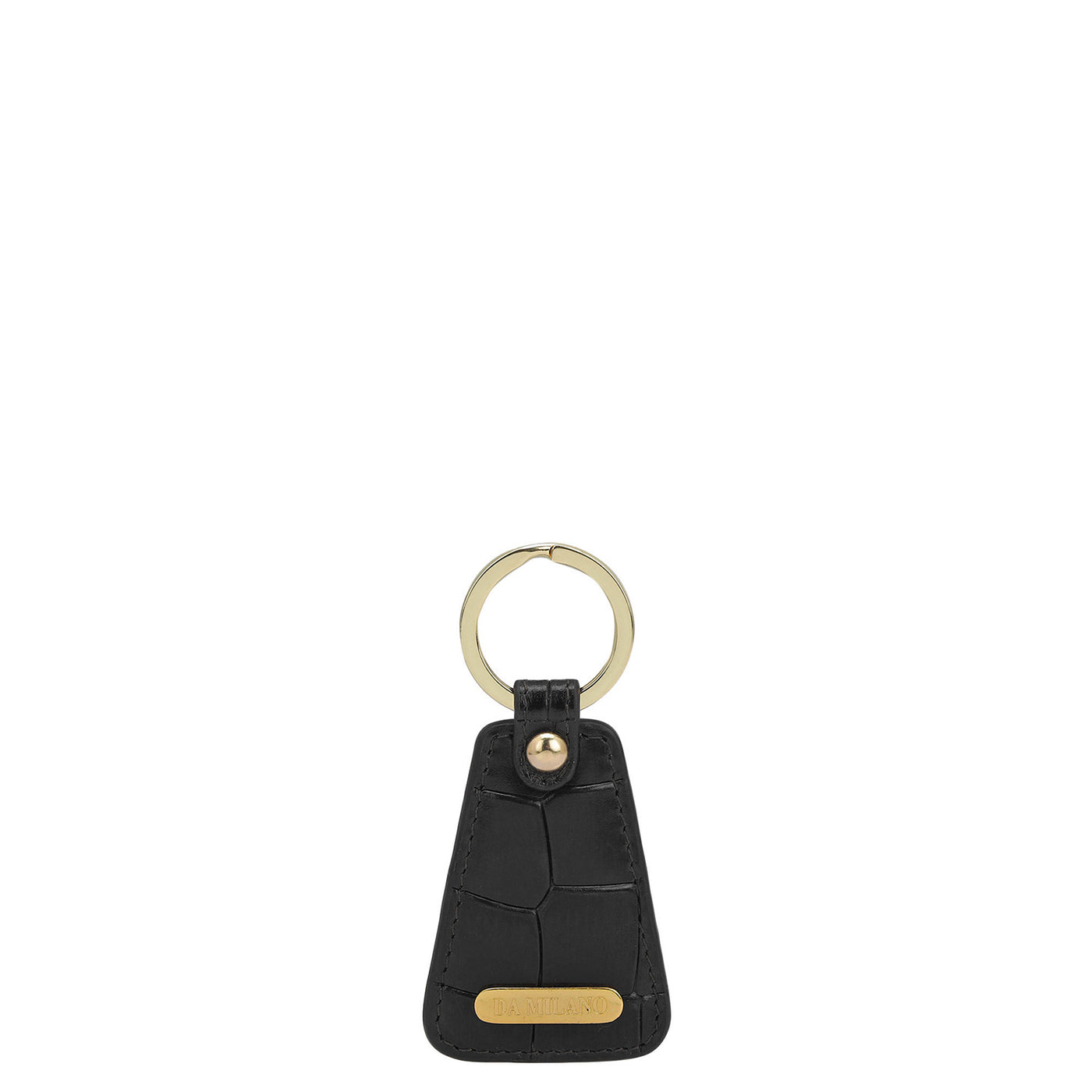 Croco Leather Key Chain - Black