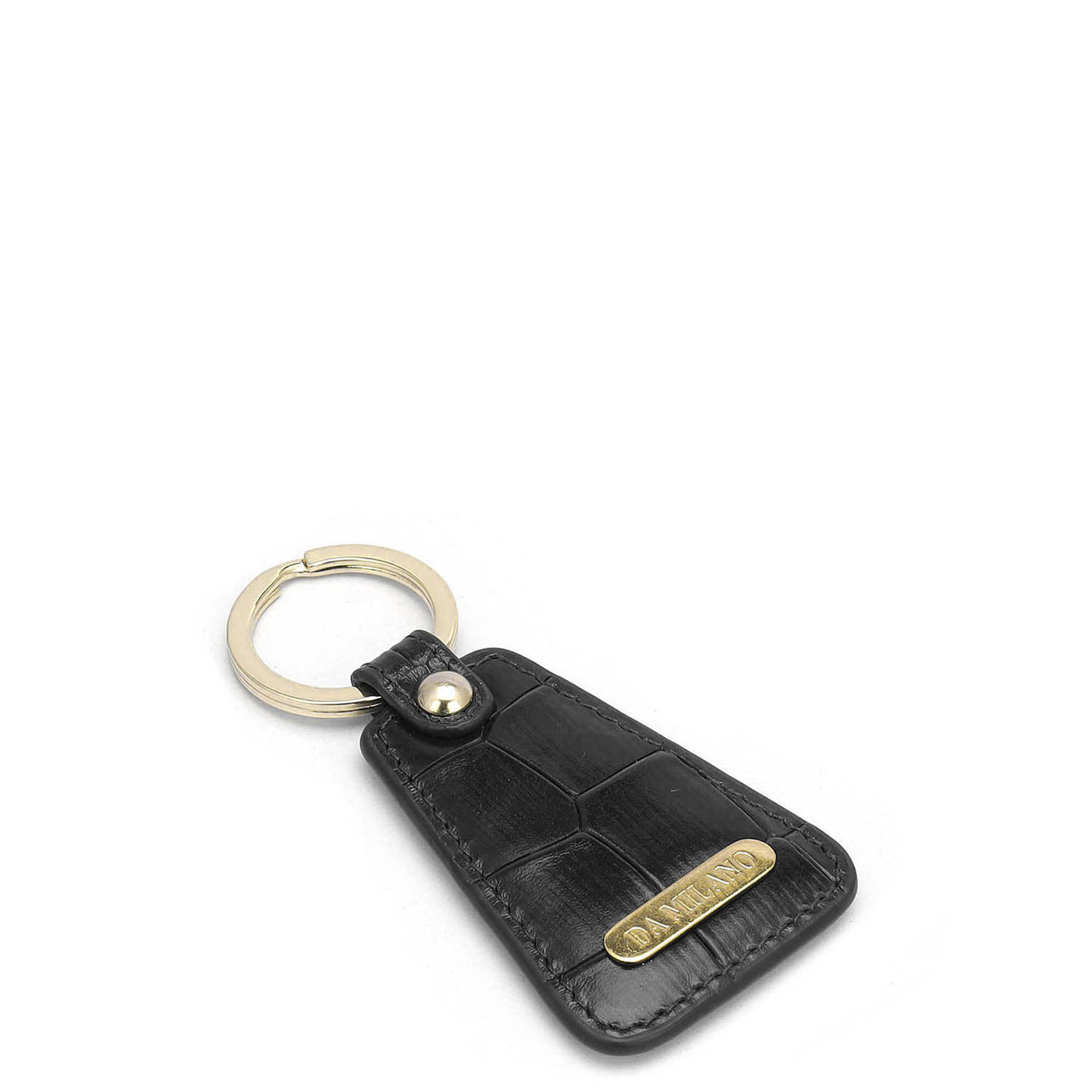 Croco Leather Key Chain - Black