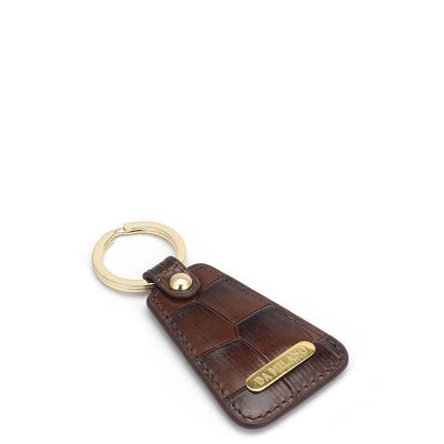 Croco Leather Key Chain - Brown