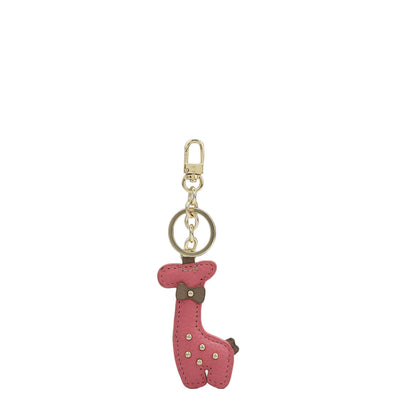 Wax Leather Key Chain - Hyper Pink