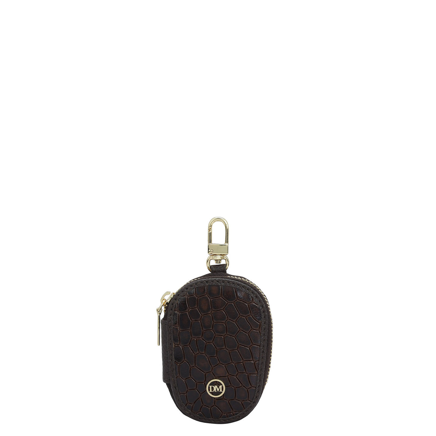 Croco Leather Key Chain - Brown