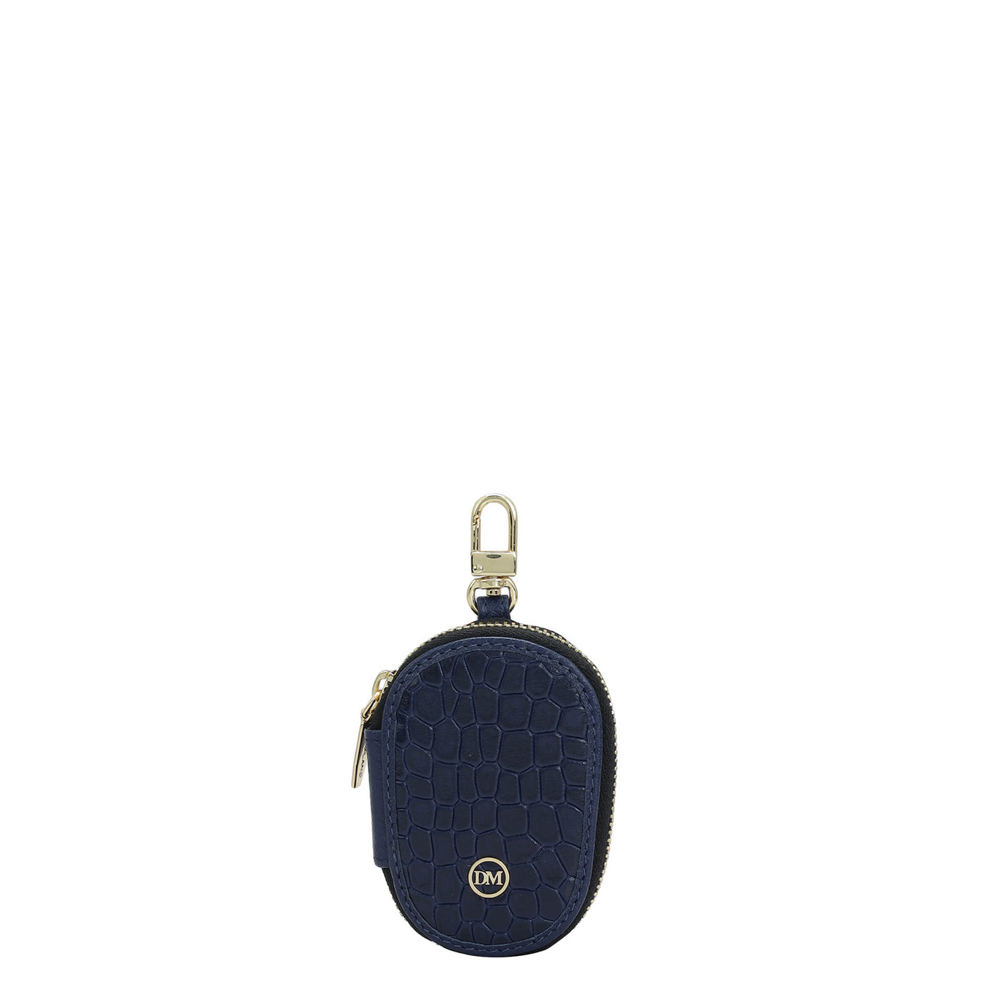 Croco Leather Key Chain - Ink Blue