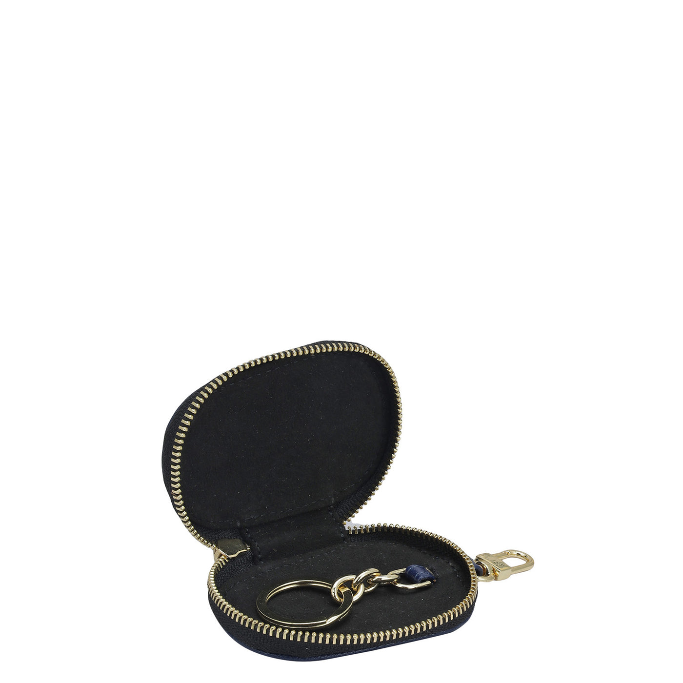 Croco Leather Key Chain - Ink Blue