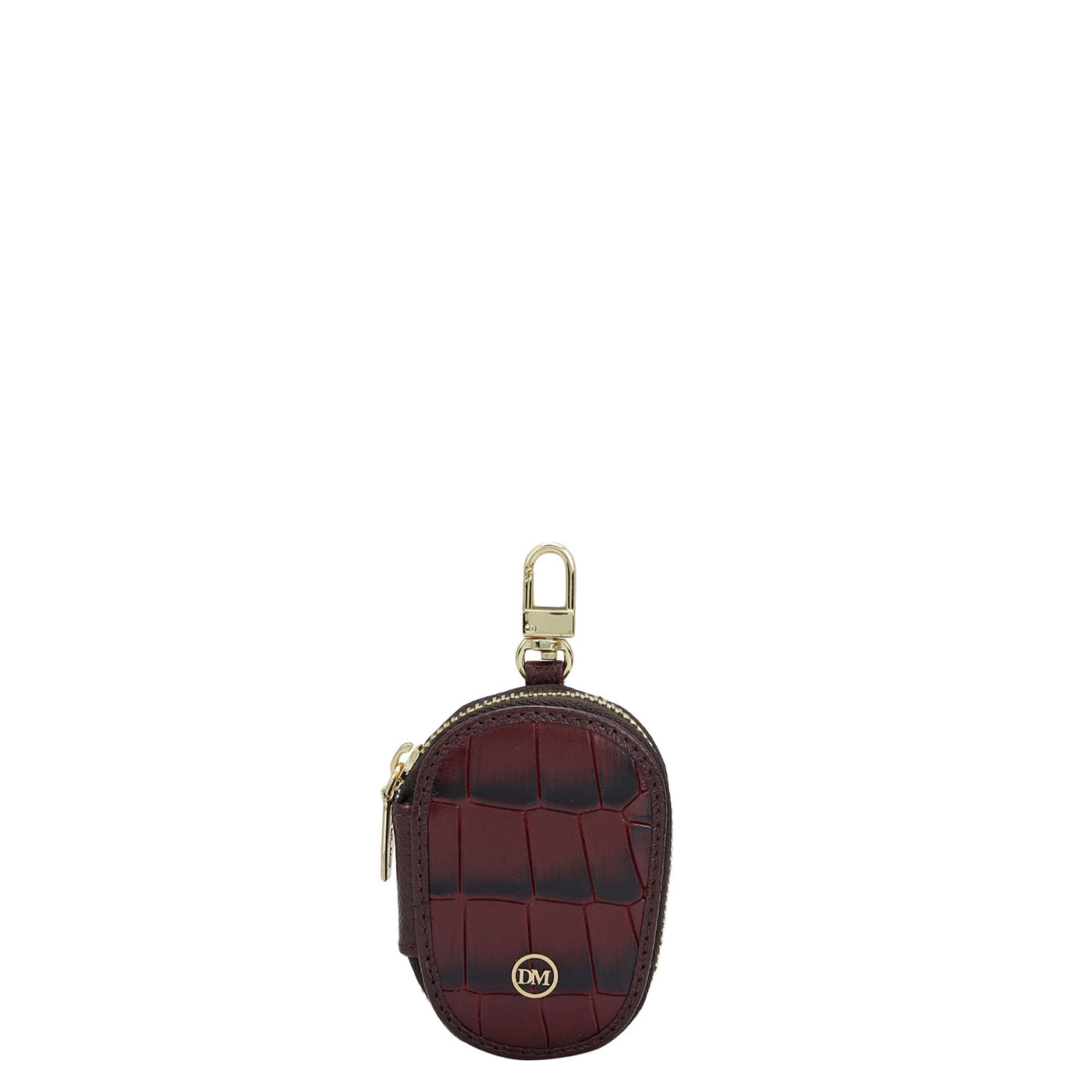 Croco Leather Key Chain - Wine