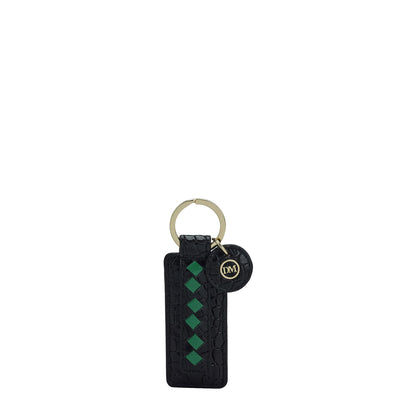 Croco Leather Key Chain - Black