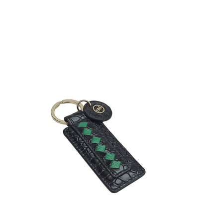 Croco Leather Key Chain - Black