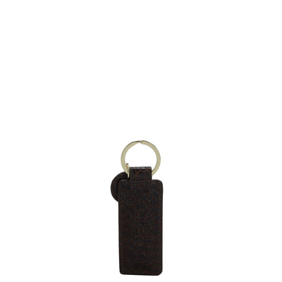 Croco Leather Key Chain - Brown