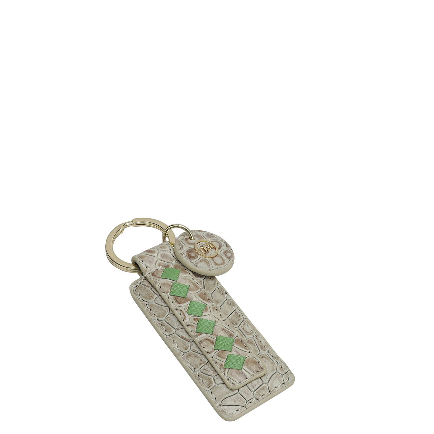 Croco Leather Key Chain - Frost