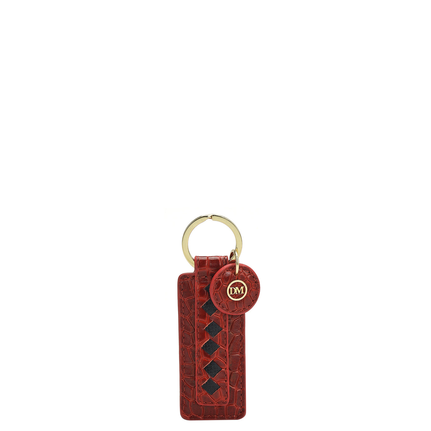 Croco Leather Key Chain - Red