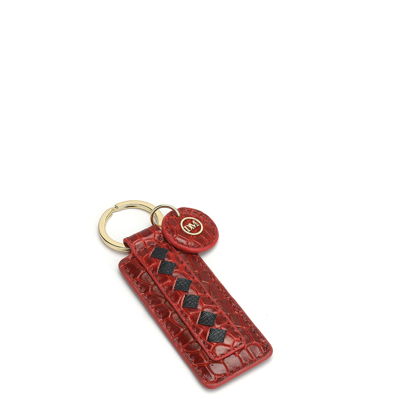 Croco Leather Key Chain - Red