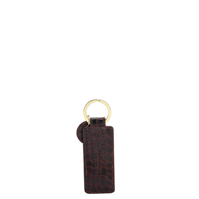 Croco Leather Key Chain - Wine