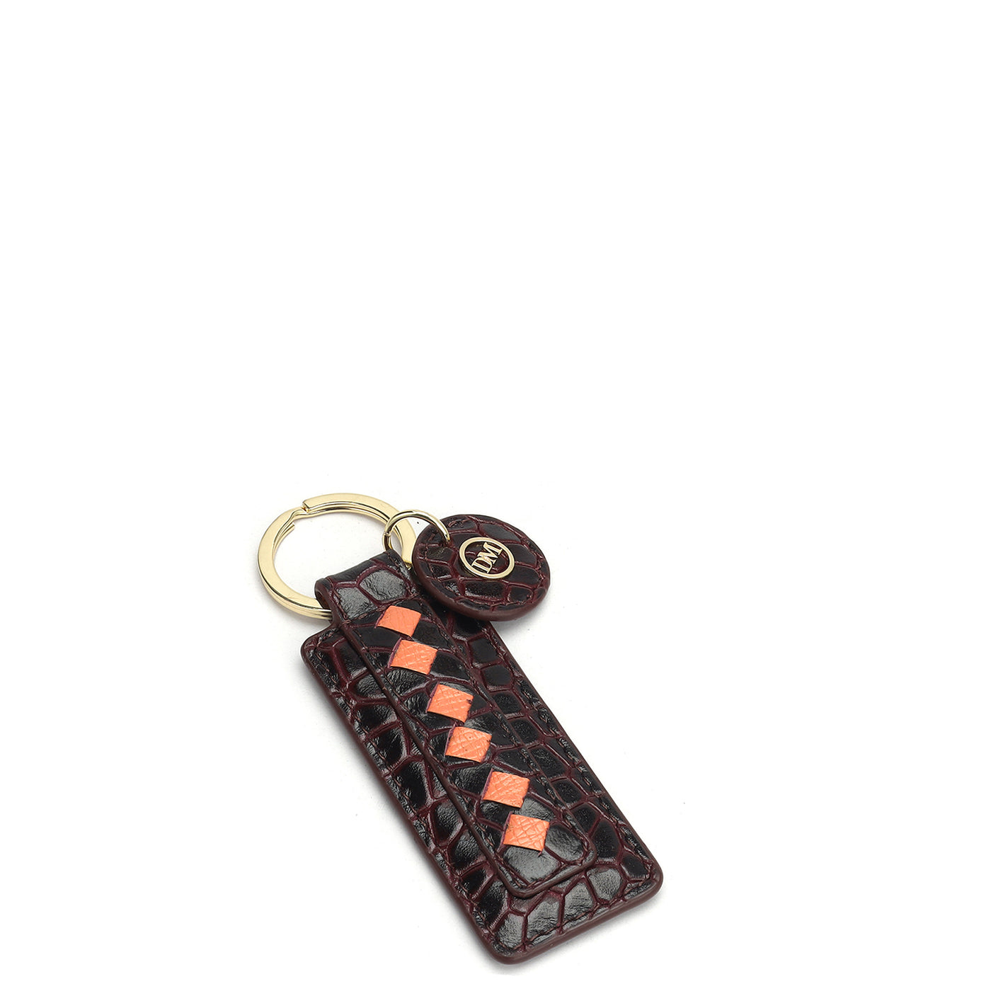 Croco Leather Key Chain - Wine