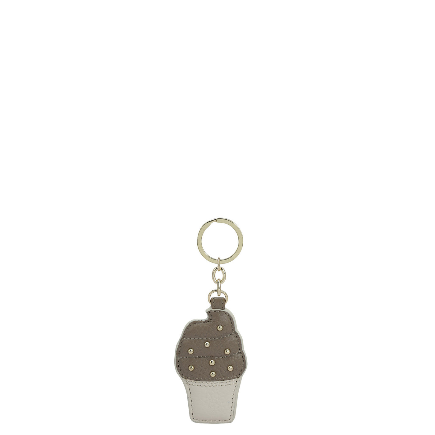 Wax Leather Key Chain - Butter & Greyish Taupe