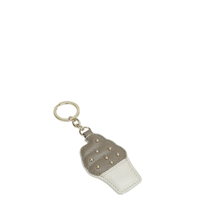 Wax Leather Key Chain - Butter & Greyish Taupe