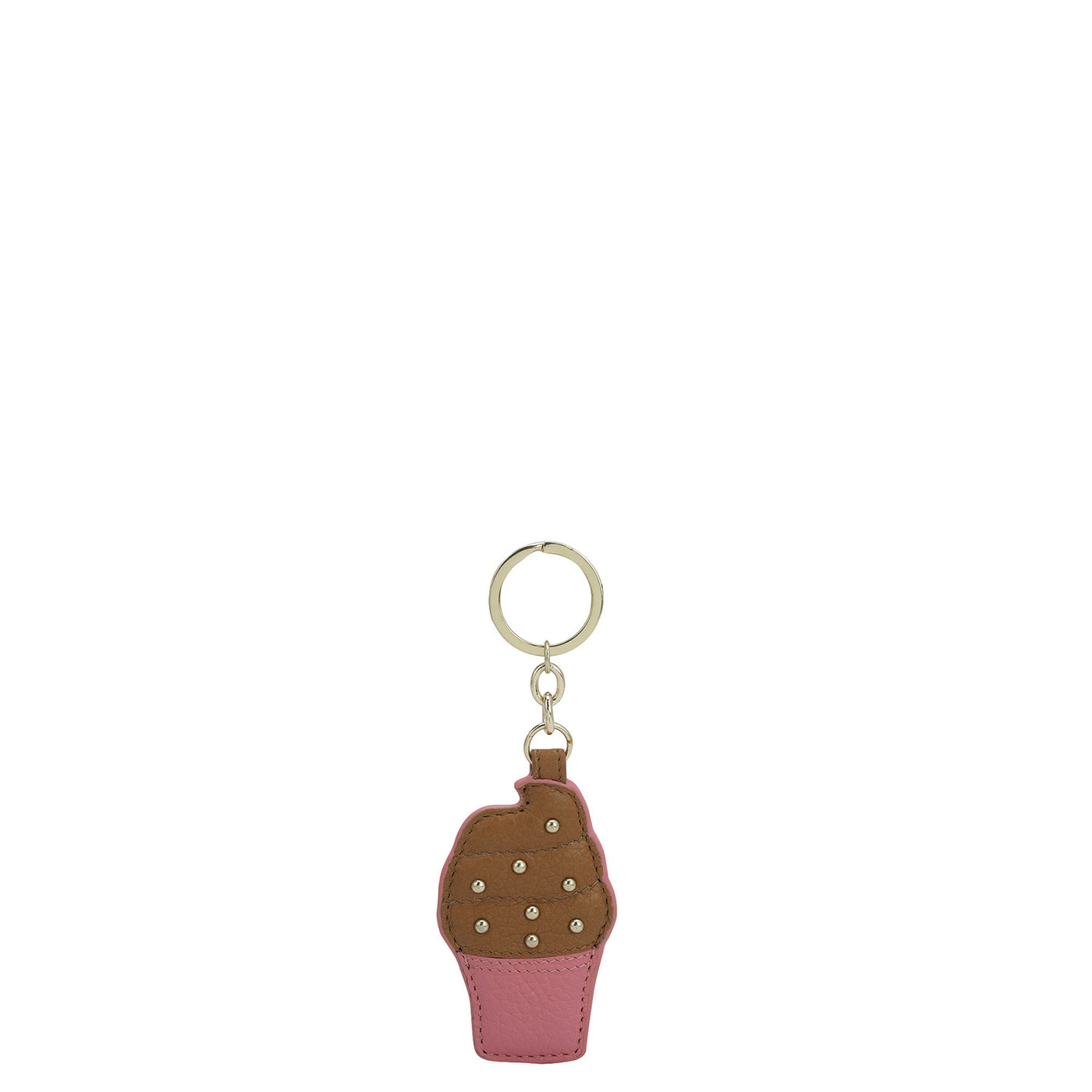 Wax Leather Key Chain - Hyper Pink & Cognac