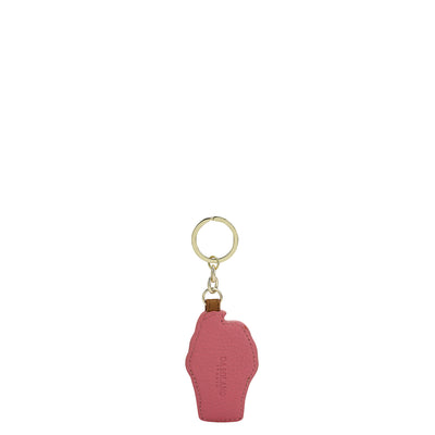 Wax Leather Key Chain - Hyper Pink & Cognac