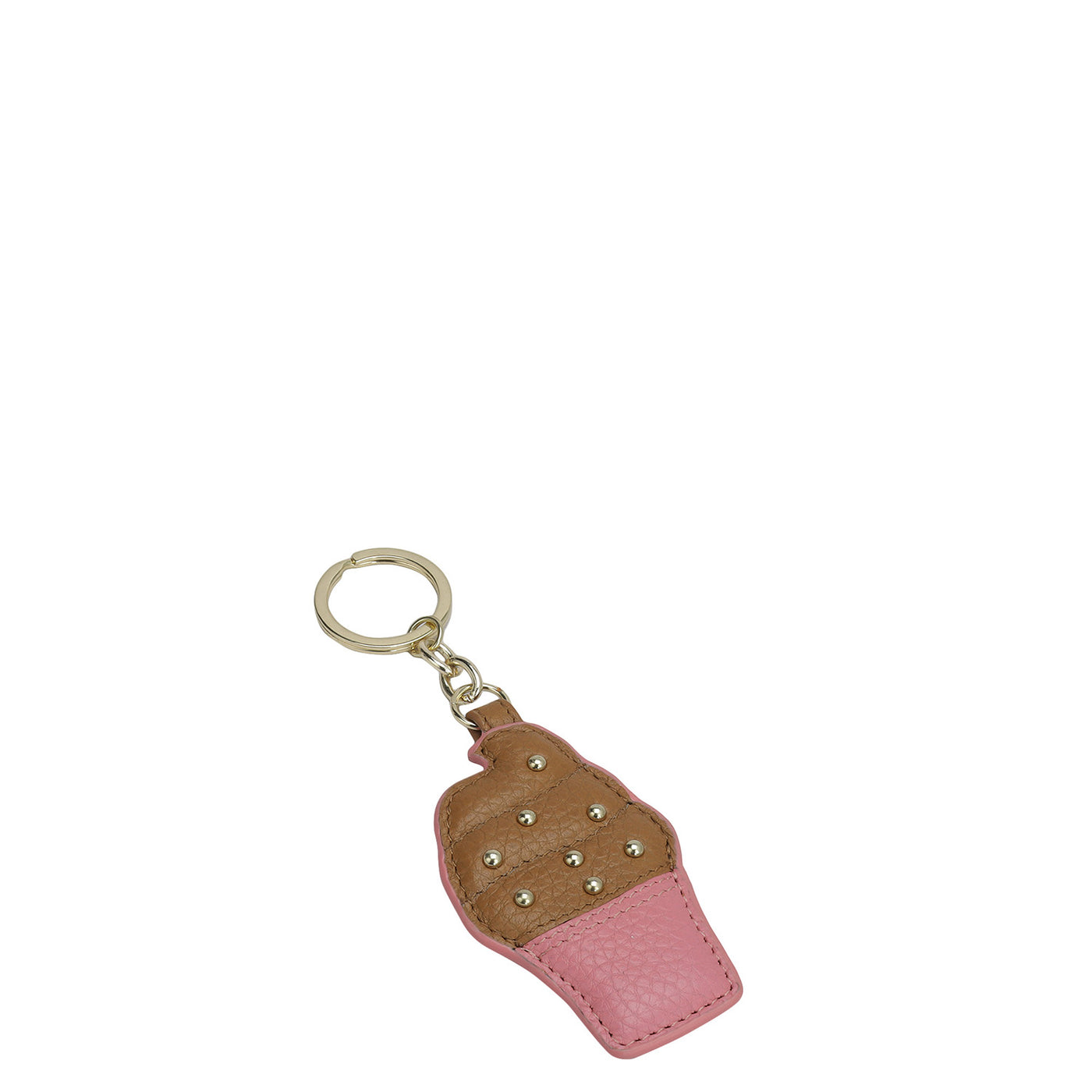 Wax Leather Key Chain - Hyper Pink & Cognac