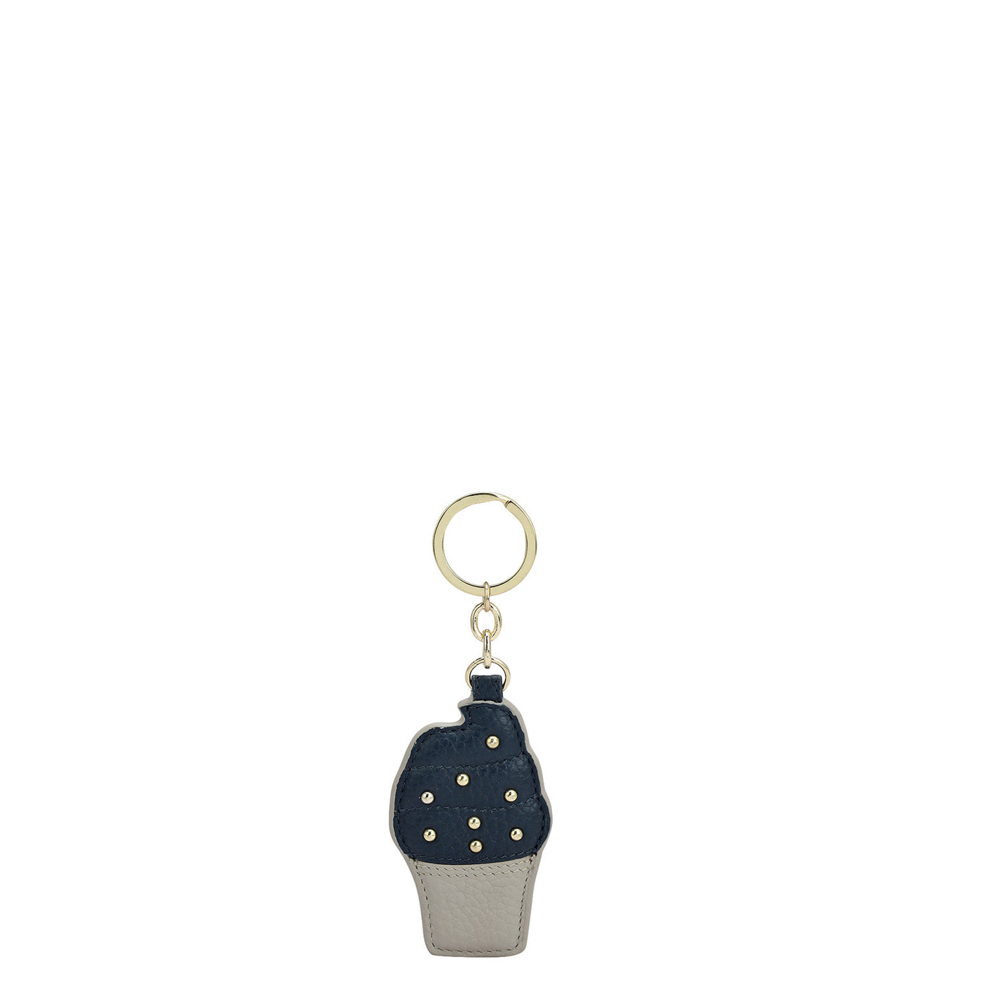 Wax Leather Key Chain - Ivory & Navy