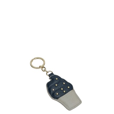 Wax Leather Key Chain - Ivory & Navy