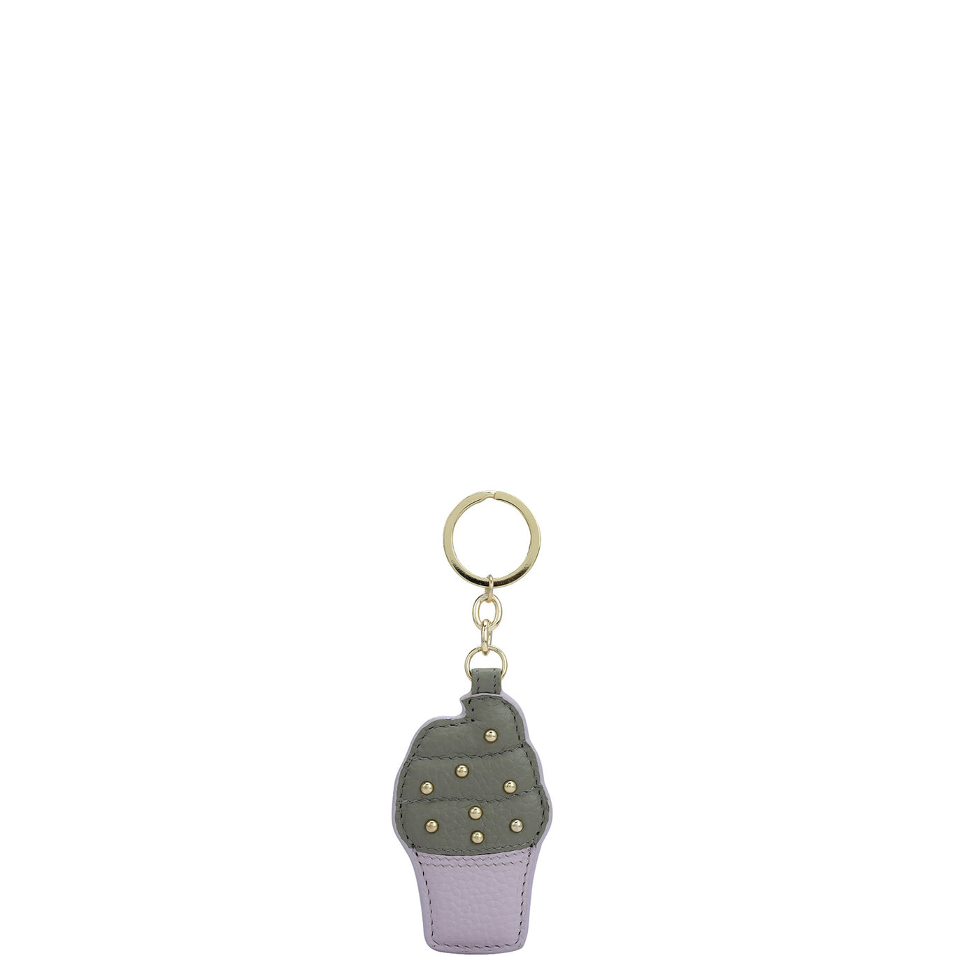 Wax Leather Key Chain - Lilac & Stone Grey